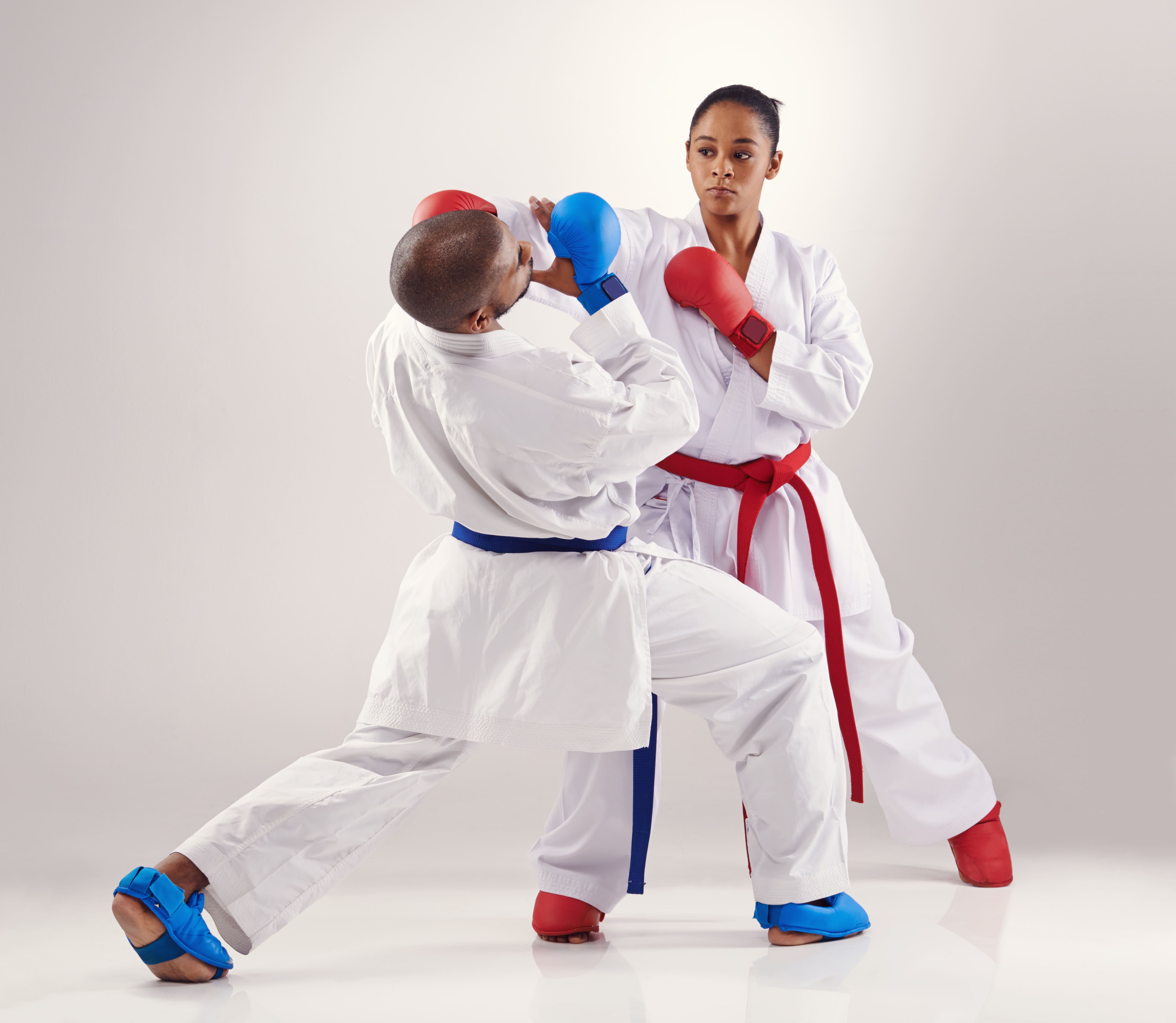 Two martial artists sparring with each other