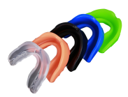 5-pack of assorted single colored mouth guards with case