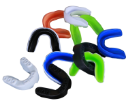 5-pack of assorted two-color mouth guards with case